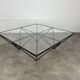 Pyramidal coffee table in steel wire and glass in the style of Piva