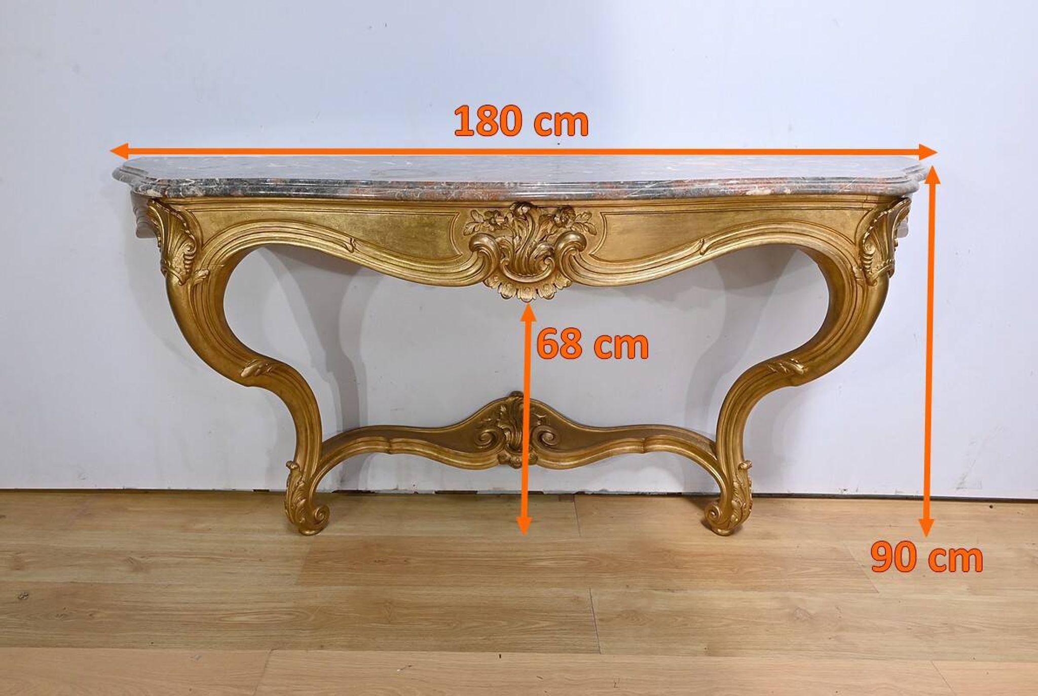 Important Wall Console in Gilded Wood, Louis XV style – Early 20th century