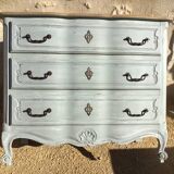 Louis XV style chest of drawers, patinated and waxed, natural wood top