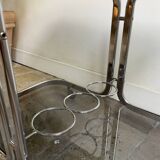 Vintage 70's chrome and smoked glass bar trolley