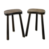 Pair of brutalist tripod stools