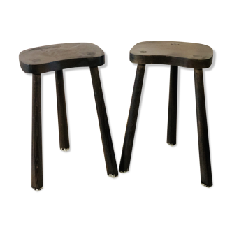 Pair of brutalist tripod stools