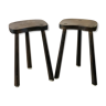 Pair of brutalist tripod stools