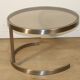 Table basse d'appoint vintage en acier brossé et verre, 1970