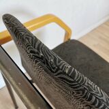 Vintage Beech Wood Dining Chair: 1970s Space Age Black Fabric