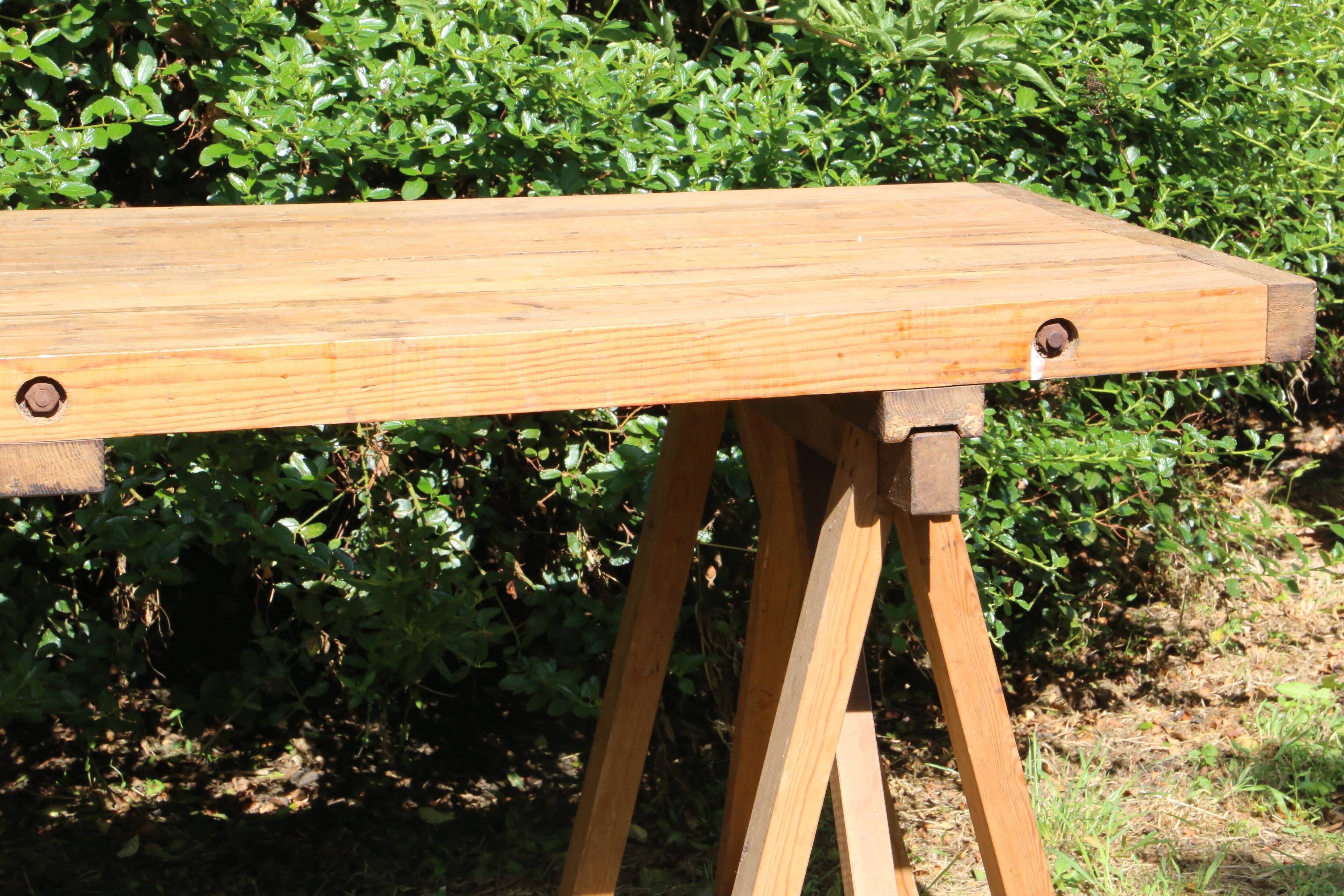 Farm table on trestles, 178 cm x 68 cm