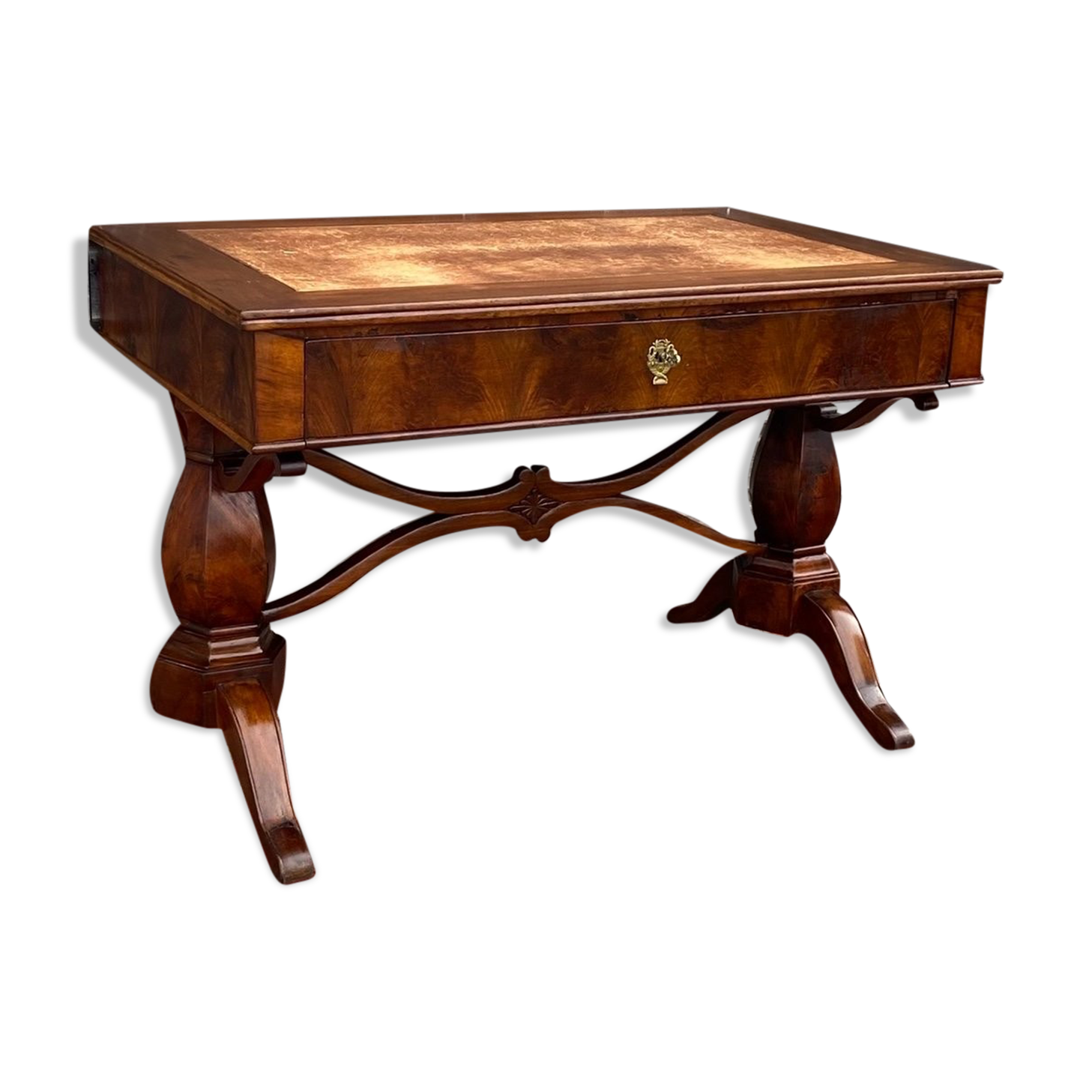 Bureau plat en acajou d’époque Charles X XIX eme siècle