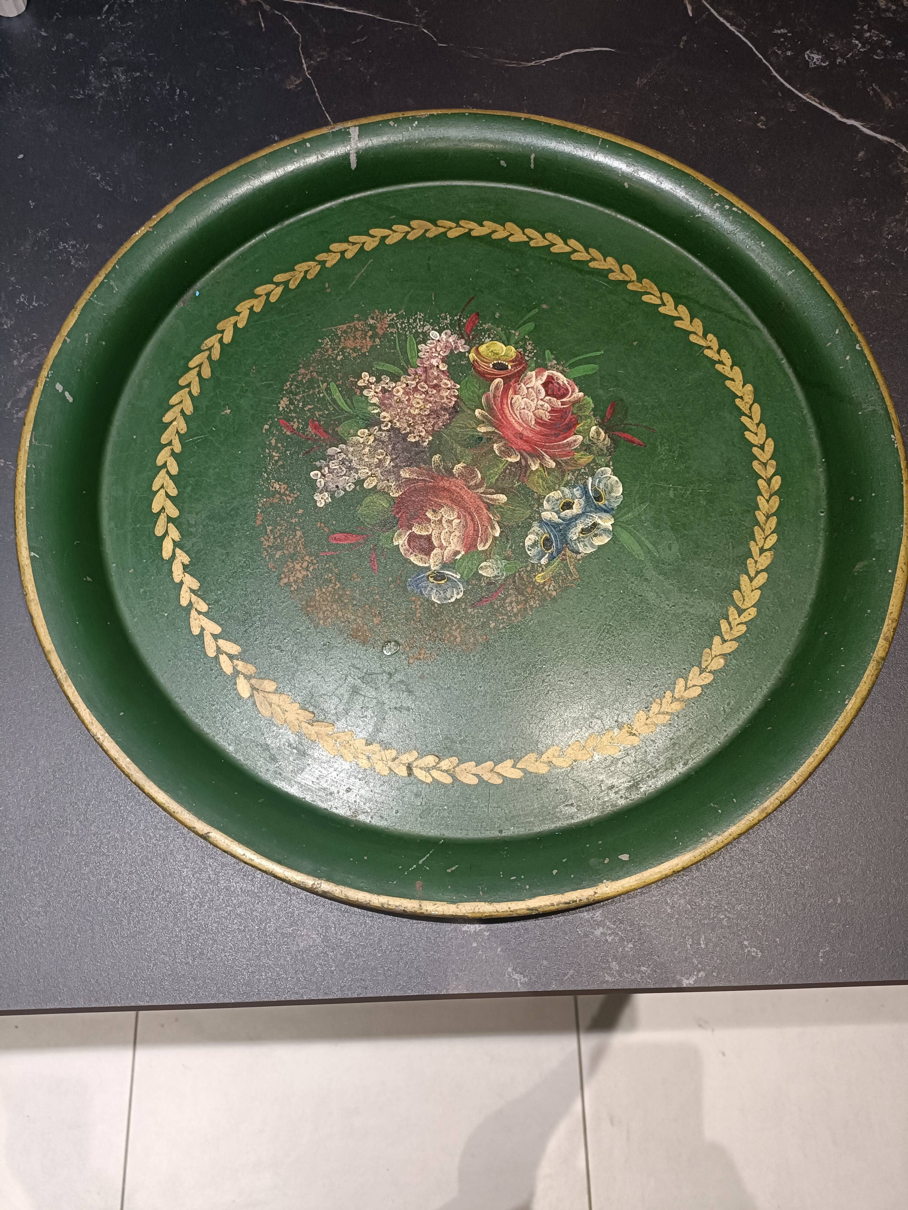 Napoleon III painted sheet metal tray