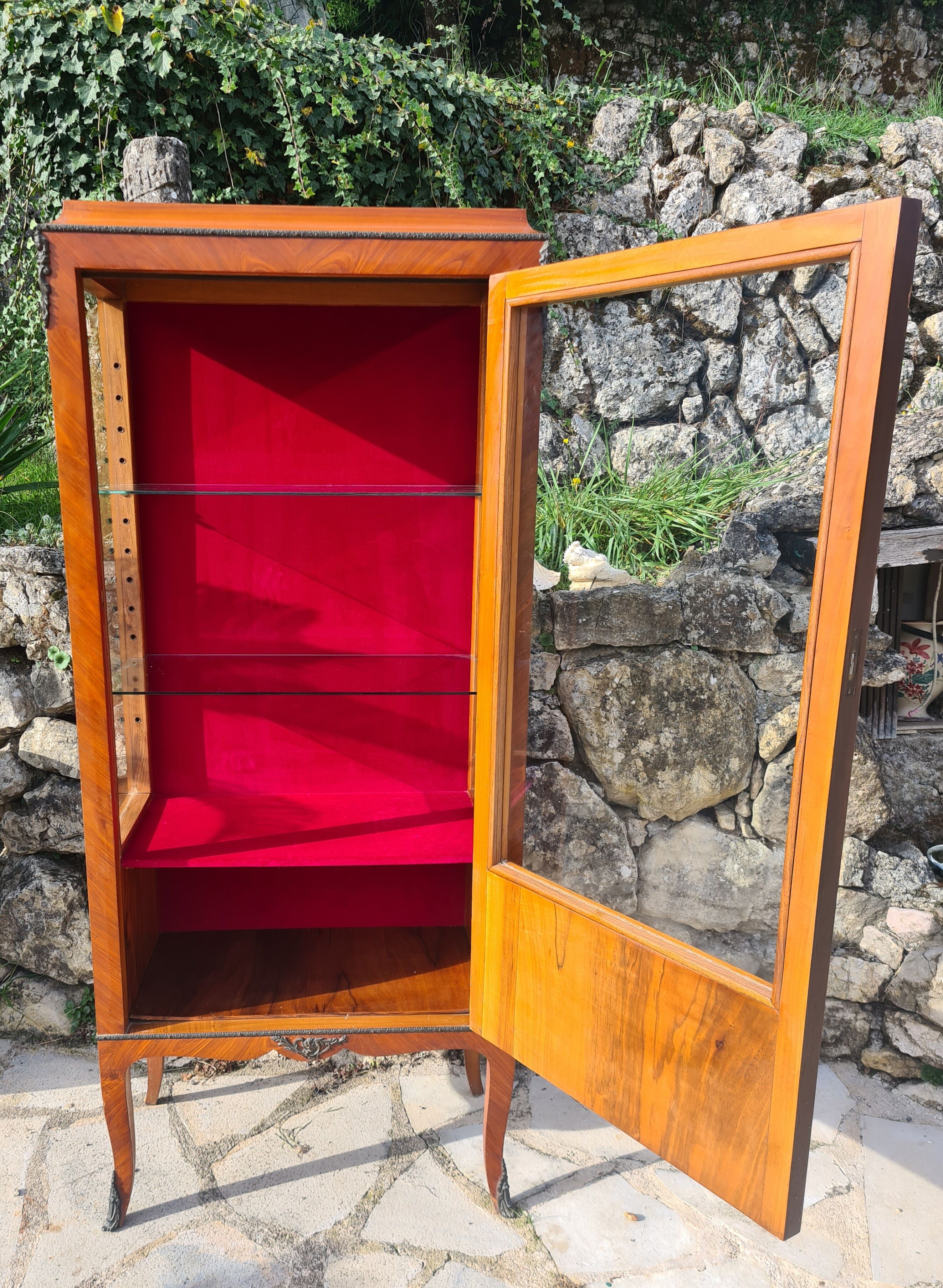 Marquetry showcase Louis XV style twentieth century