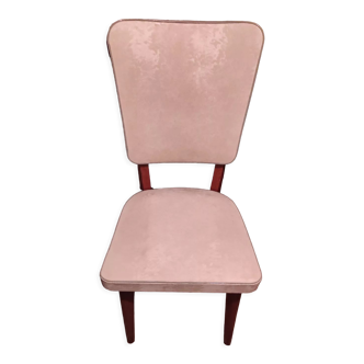 Scandinavian chair skaï white and wood feet bobbin