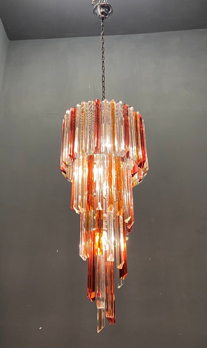 Italian Murano Glass Prism Spiral Chandelier
