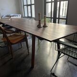 Large parquet effect dining table