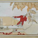 Pair of old frames watercolor drawings signed lamber lambery ? romantic