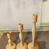 Trio of cedar wood candle holders Morocco
