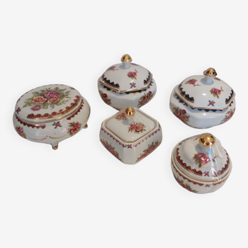 Set of 5 vintage lidded pots