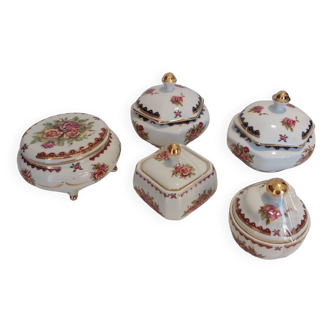 Set of 5 vintage lidded pots