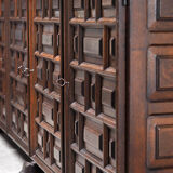 Spanish Brutalist Sideboard With Geometric Patterns, 1940s