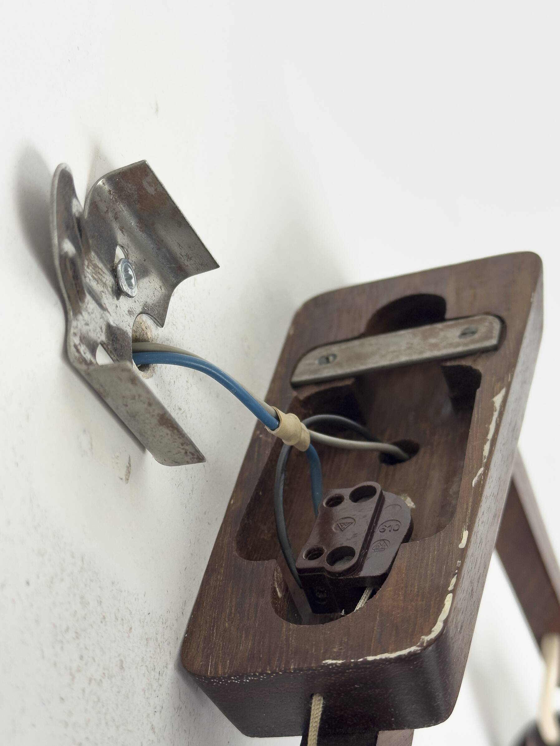 Wall light in teak and opaline glass, 1960s