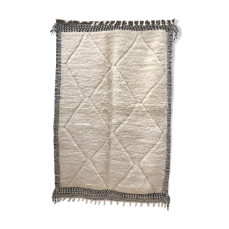 Moroccan Berber carpet Beni Ouarain with white motifs in frame 2.33x1.54m