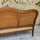 Moulded wooden bench with floral upholstery – Old-fashioned charm