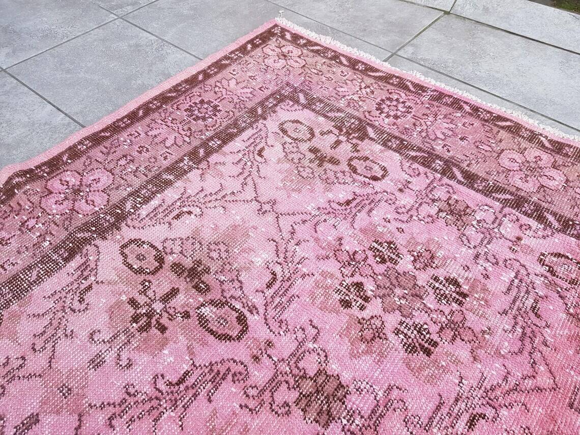 Oushak Turkish Pink Vintage Rug sku 1083