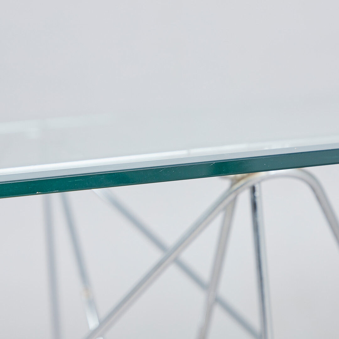 Max Sauze dining table in chrome steel wire and glass 1970s France