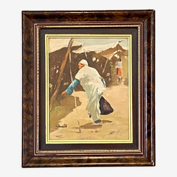 Orientalist painting. Framed oil. 1940 60.