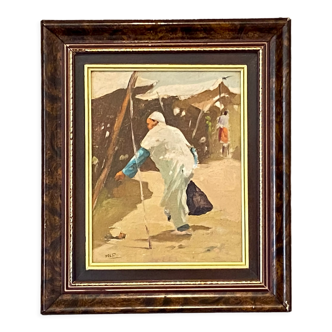 Orientalist painting. Framed oil. 1940 60.