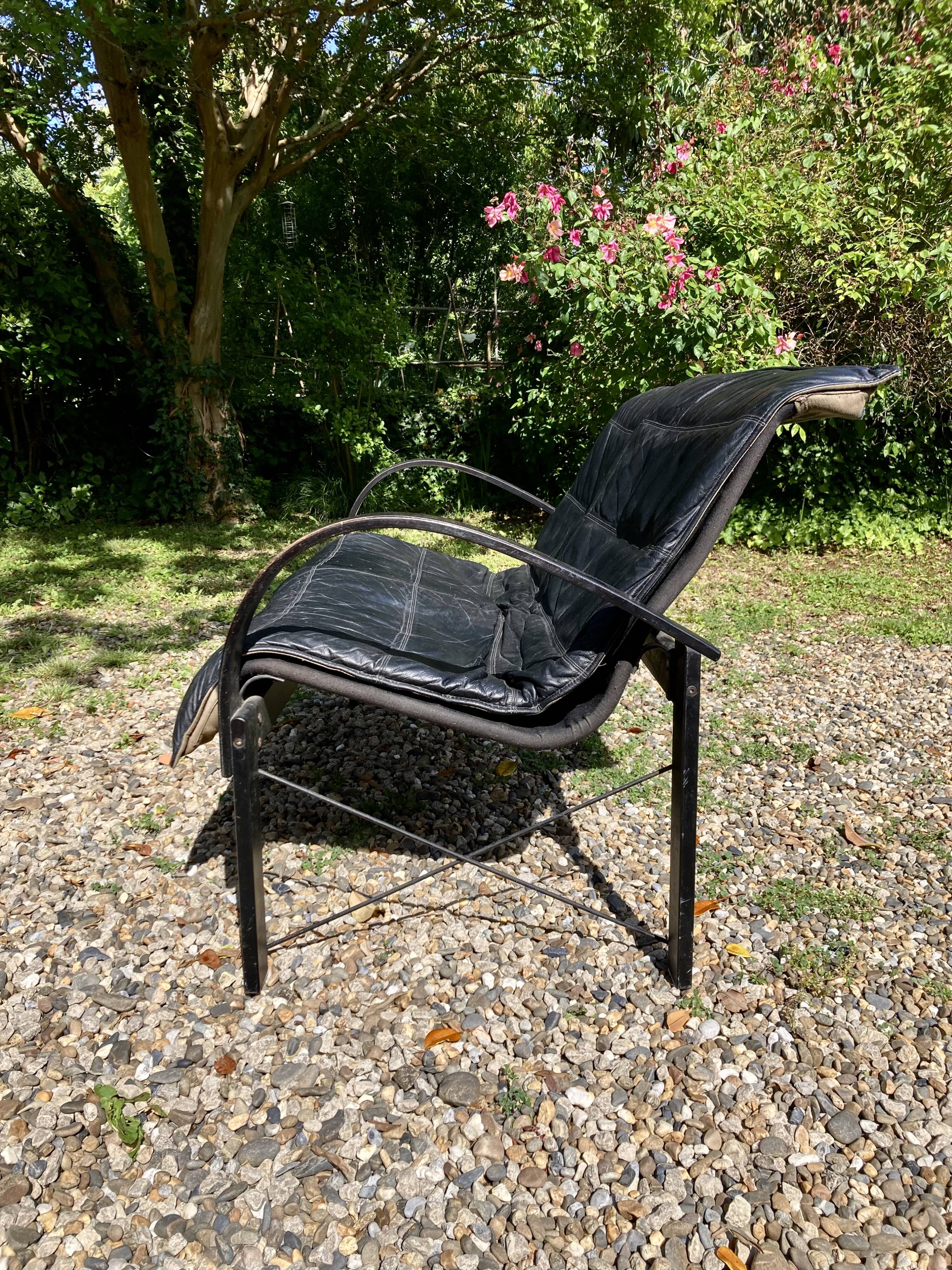 Canapé scandinave en cuir noir par Tord Björklund pour Ikea