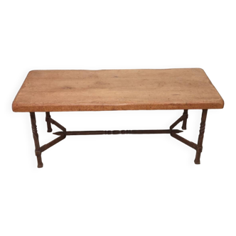Coffee table folk art modernist brutalist free form 1950 wrought iron