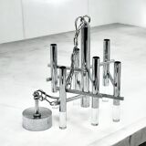 Large 70s Pendant Lamp in Chrome Metal and Perspex by Sciolari