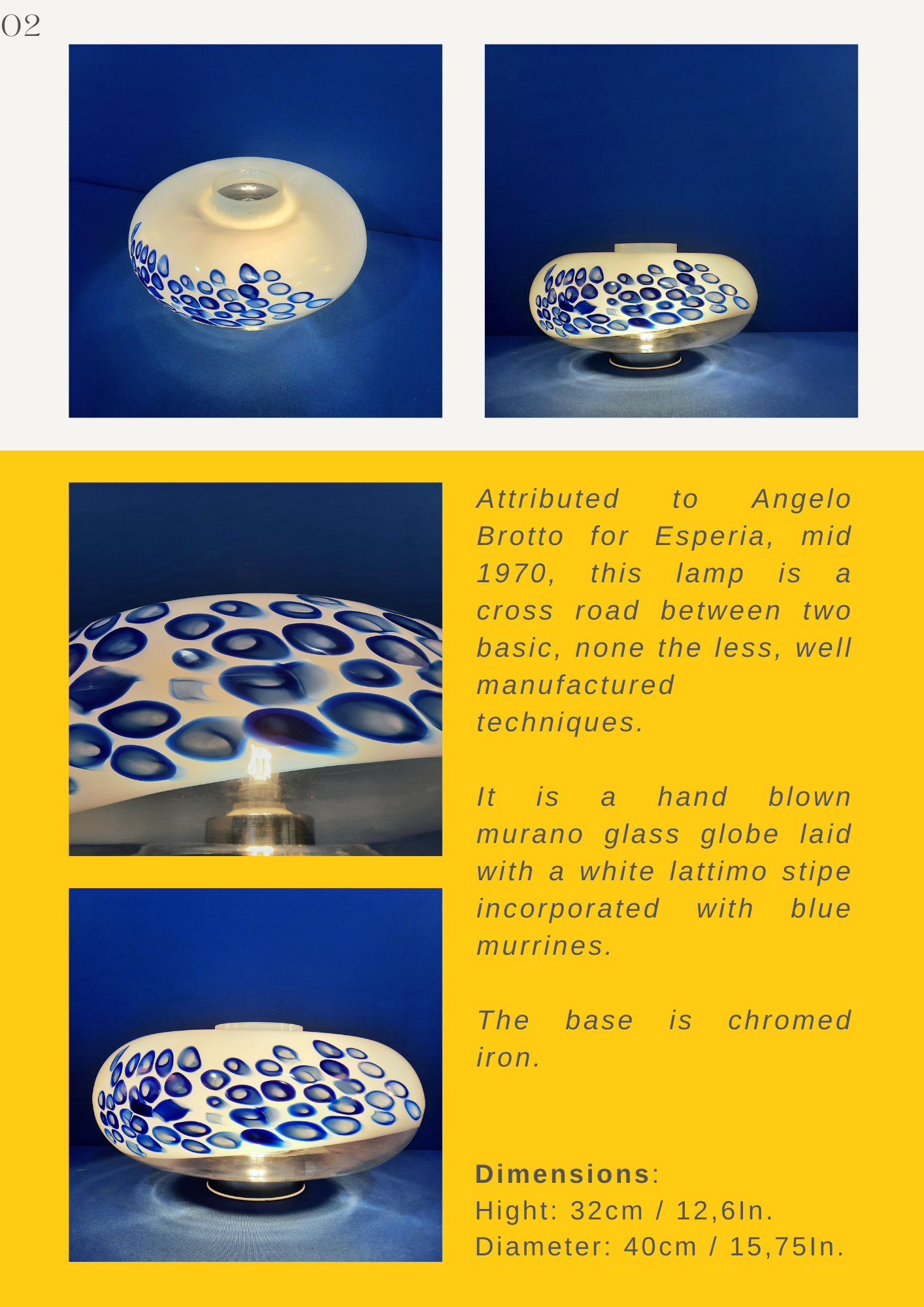 Murano glass table lamp Angelo Brotto by Esperia Circa 1970