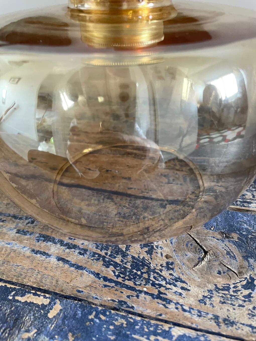 Pair of vintage amber glass wall lights