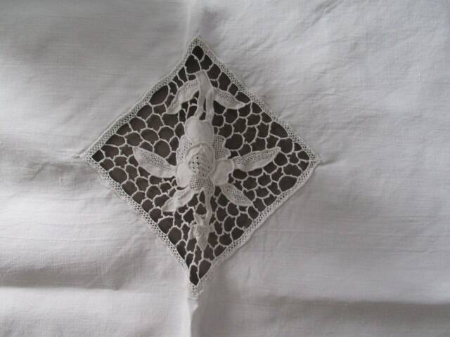 Old embroidered tablecloth 145x135cm