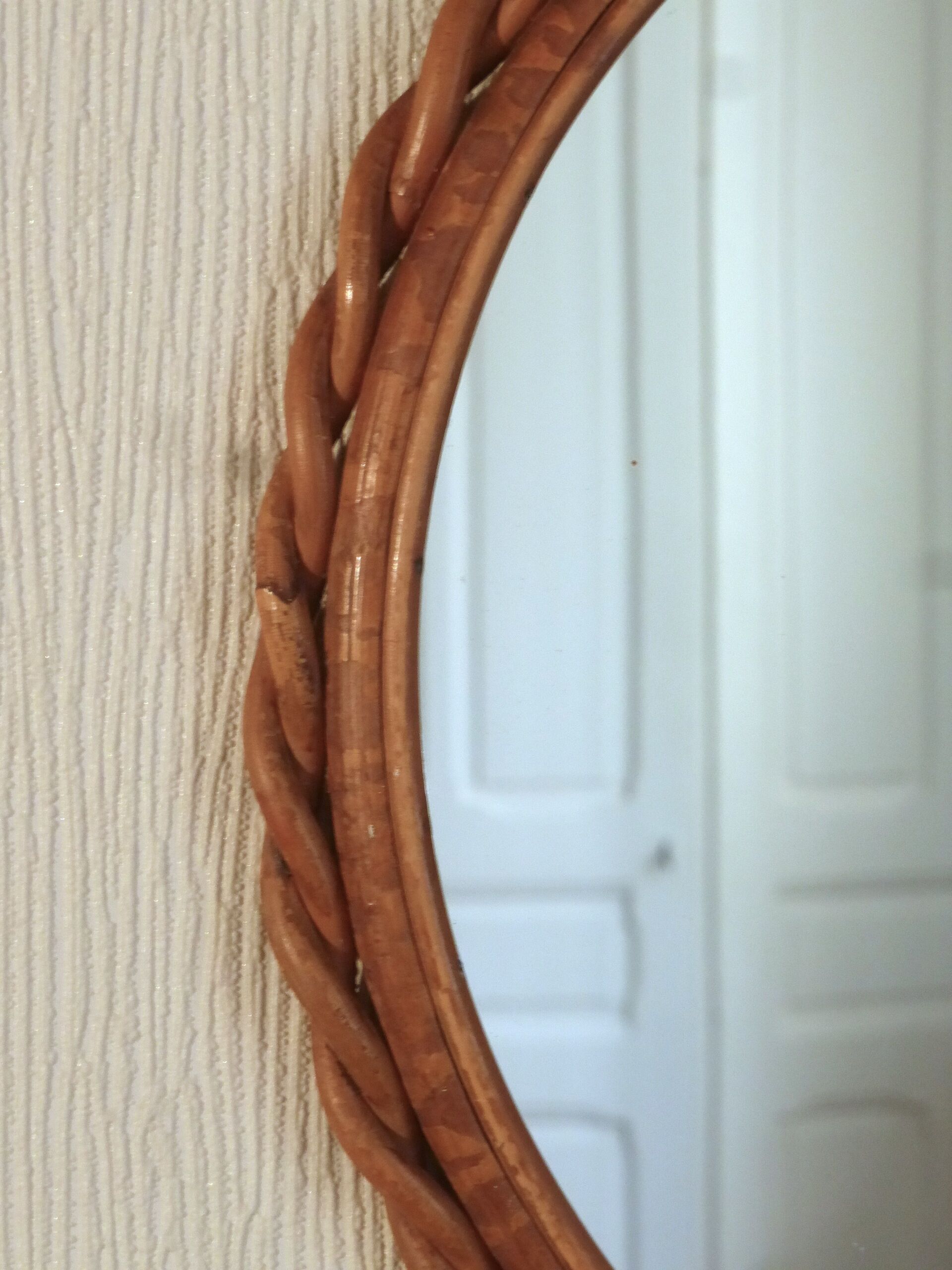 Witch twisted vintage rattan mirror 32x32cm