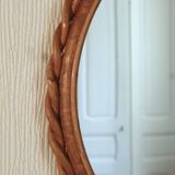 Witch twisted vintage rattan mirror 32x32cm