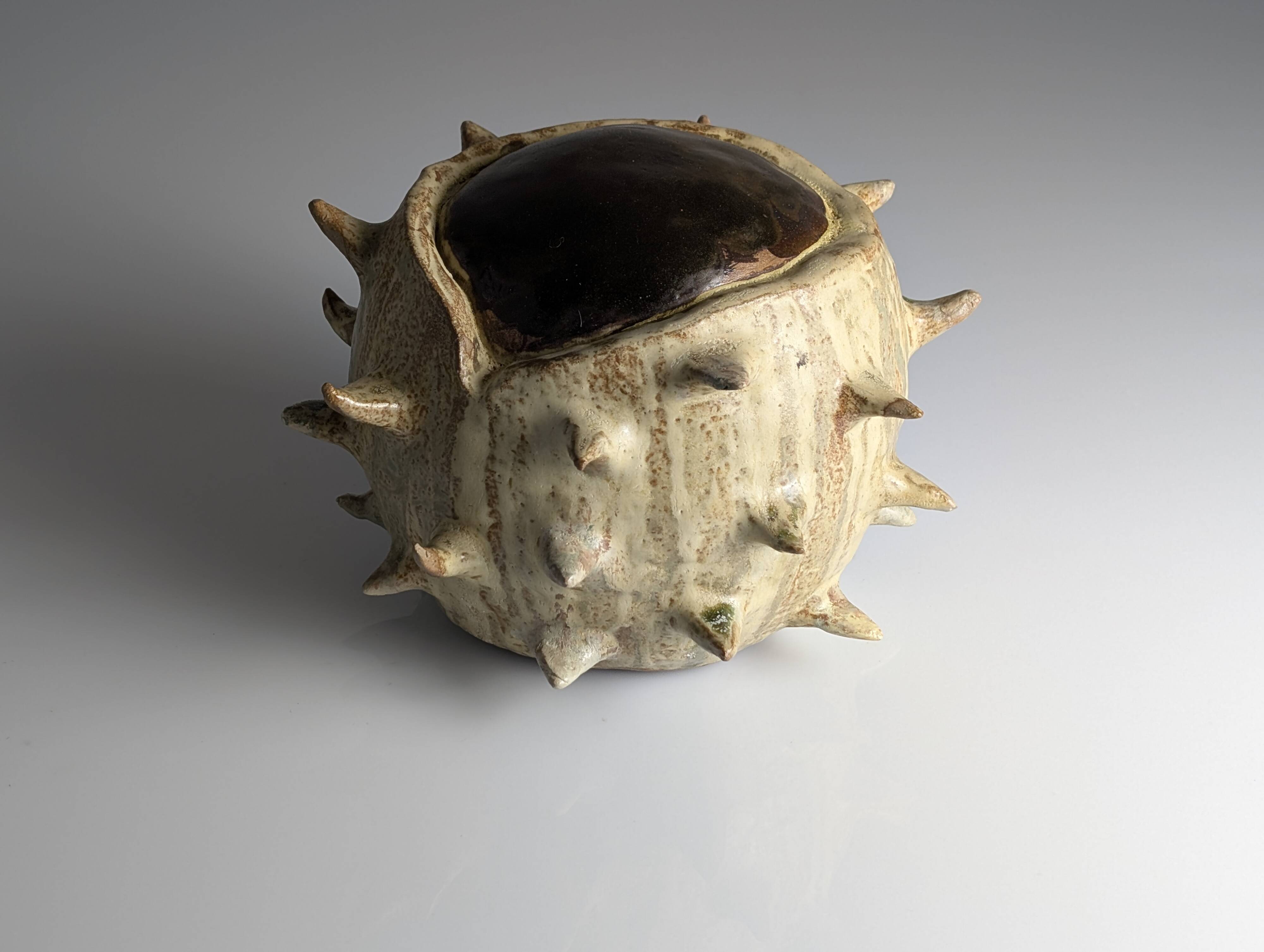 Large Organic Glazed Stoneware Chestnut Sculpture, 20th Century