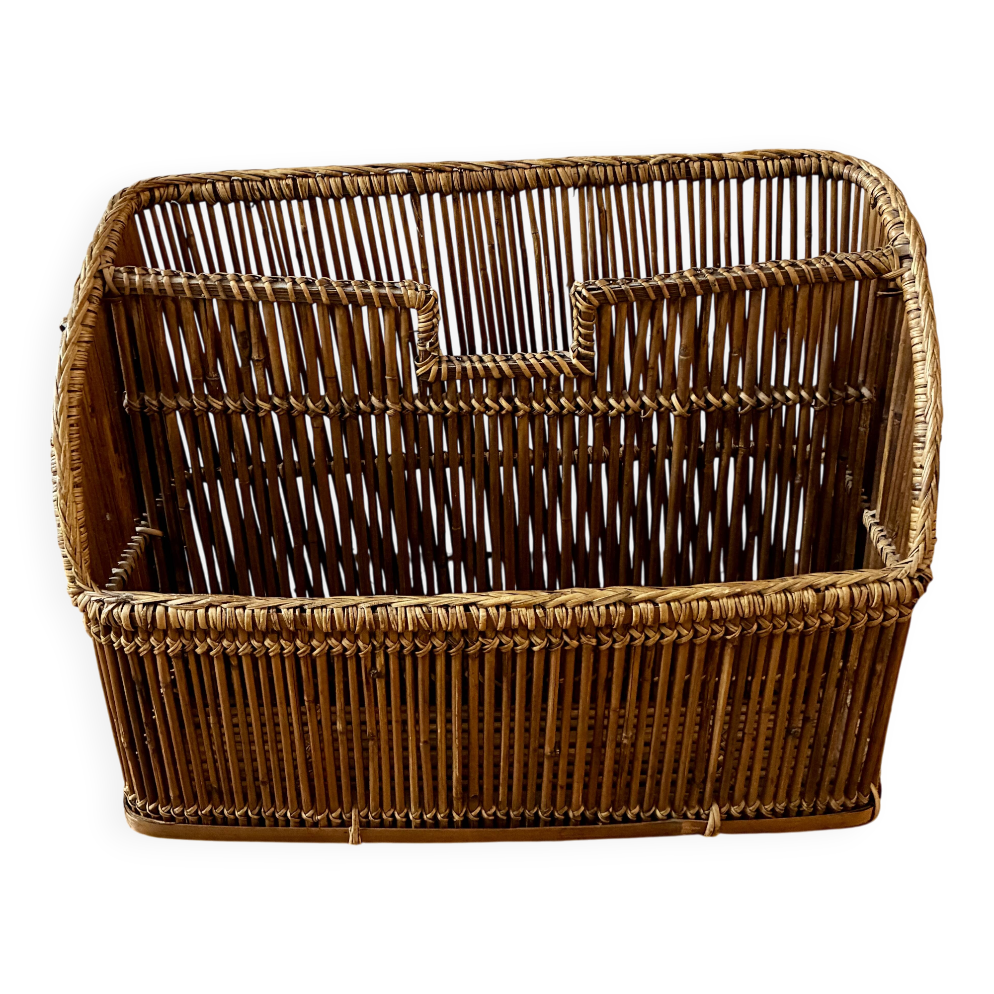 Vintage rattan magazine rack