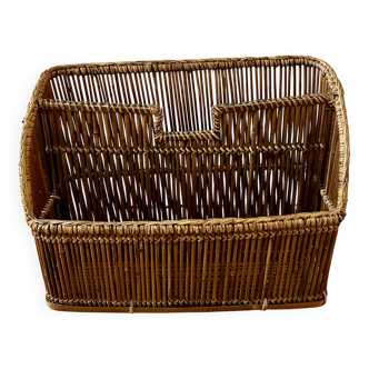 Vintage rattan magazine rack