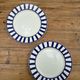 Set of 2 blue striped plates Ceramica Quadrifoglio Italy