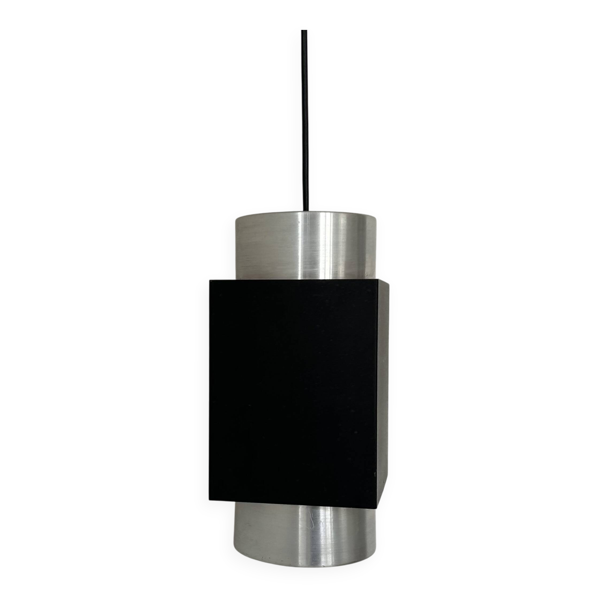 Suspension vintage, chrome et métal noir, Scandinavie, 1970