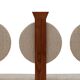 Contemporary Wooden Bench with Triple Circular Backrest Bouclé Upholstery, Italy