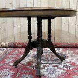 Guéridon anglais fin XIXème en placage de noyer, d'ébène et de buis