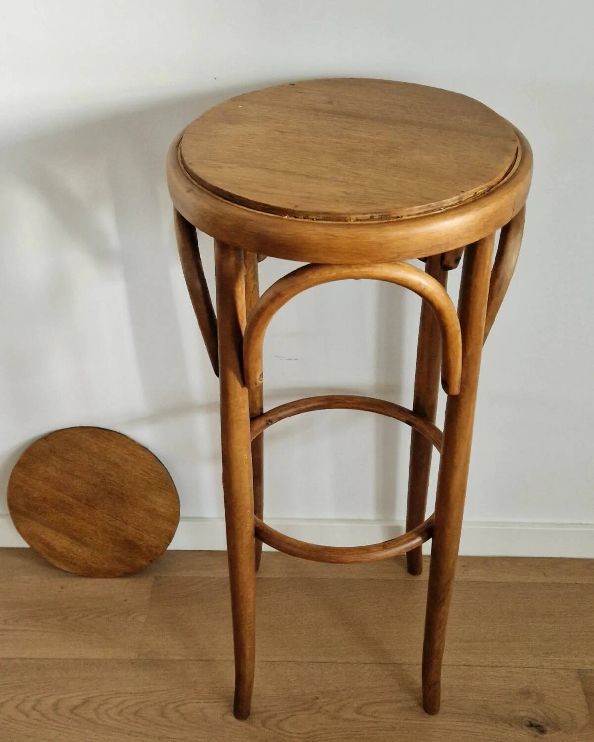 1940s curved wood side table
