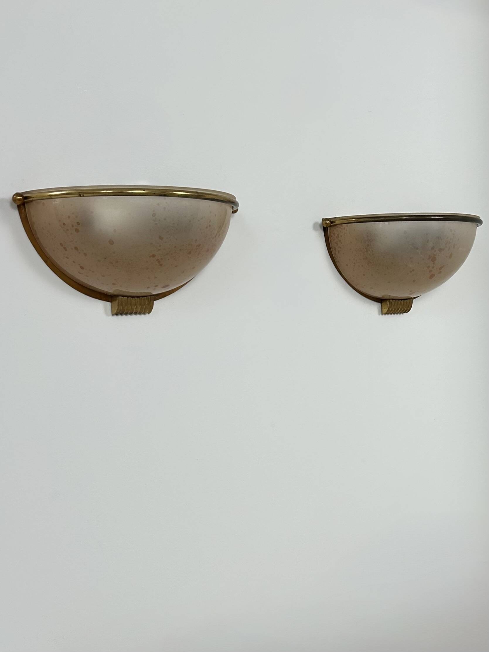 Vintage wall lights, brass and perspex, France, 1970.