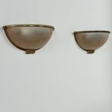 Vintage wall lights, brass and perspex, France, 1970.