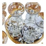Set of 8 champagne glasses in carved blown glass