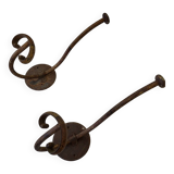 2 large antique double coat hooks