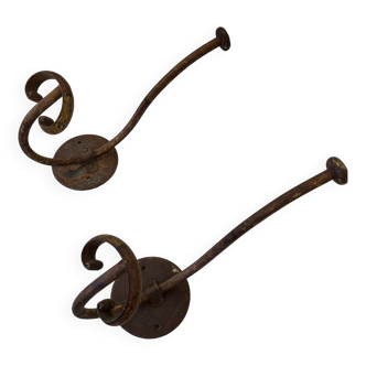 2 large antique double coat hooks
