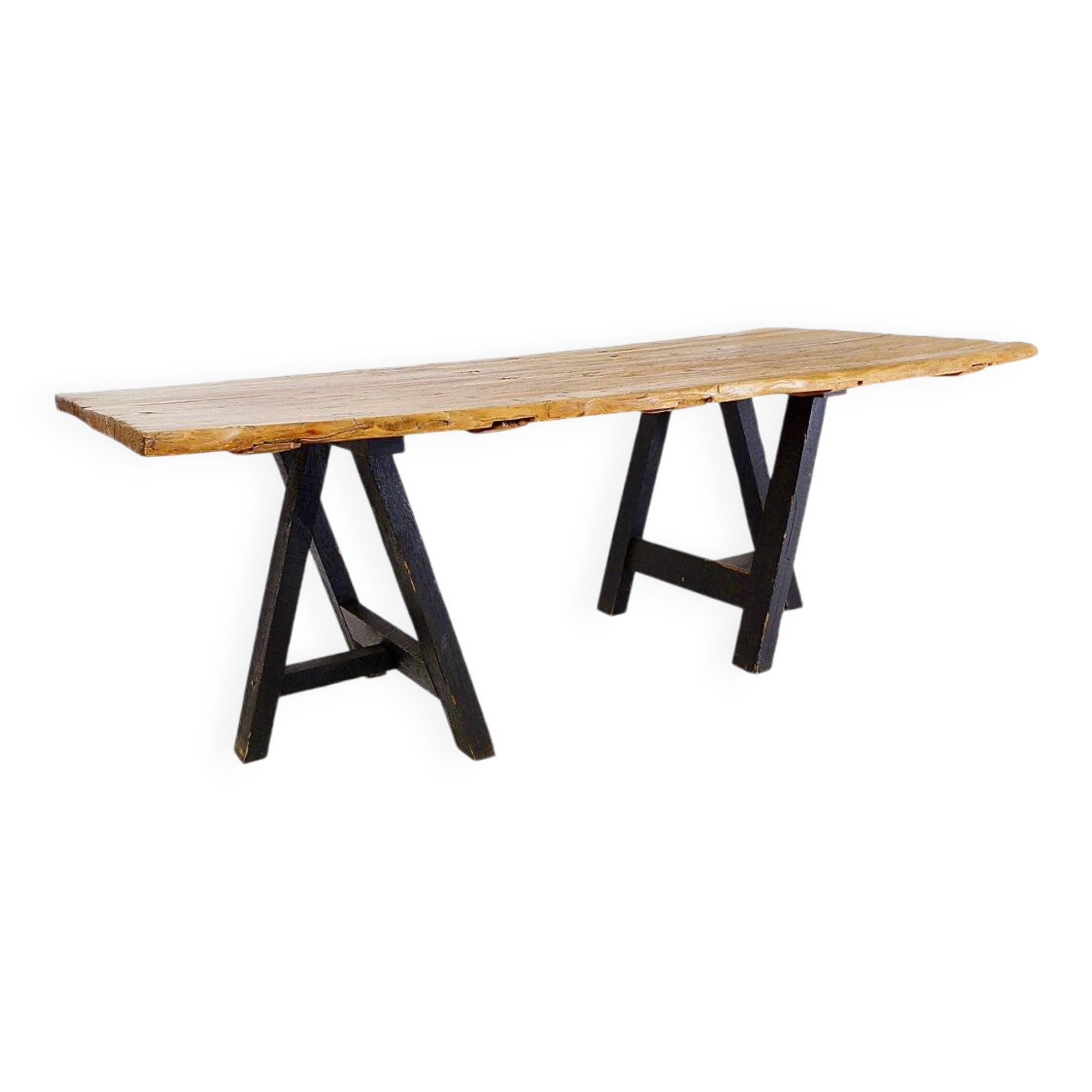 Large dining table wooden doors top mounted on black handles